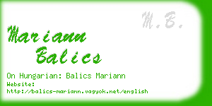 mariann balics business card